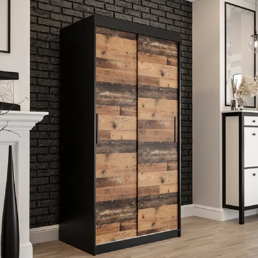 Topeka 100cm Wardrobe with Sliding Doors - Dark Oak image