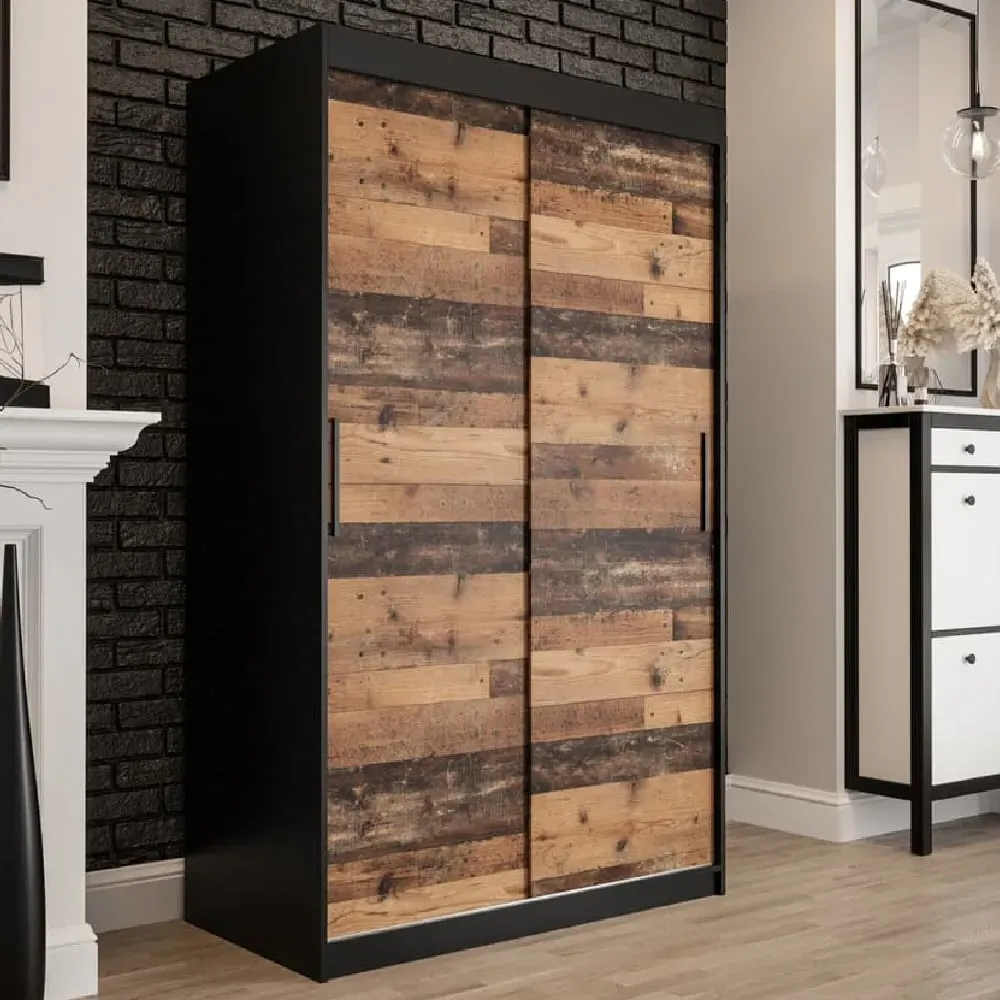 Topeka 120cm Wardrobe with Sliding Doors - Dark Oak