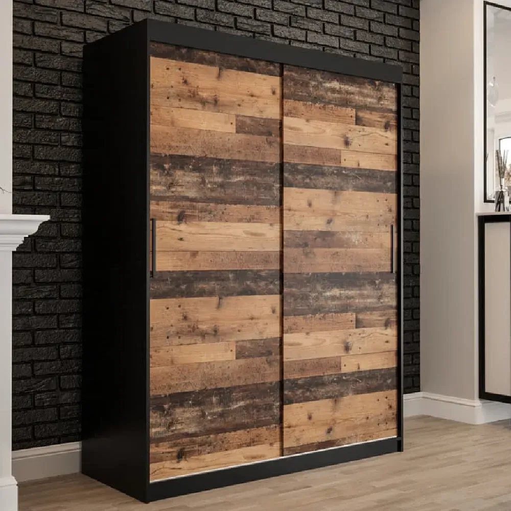 Topeka 150cm Wardrobe with Sliding Doors - Dark Oak