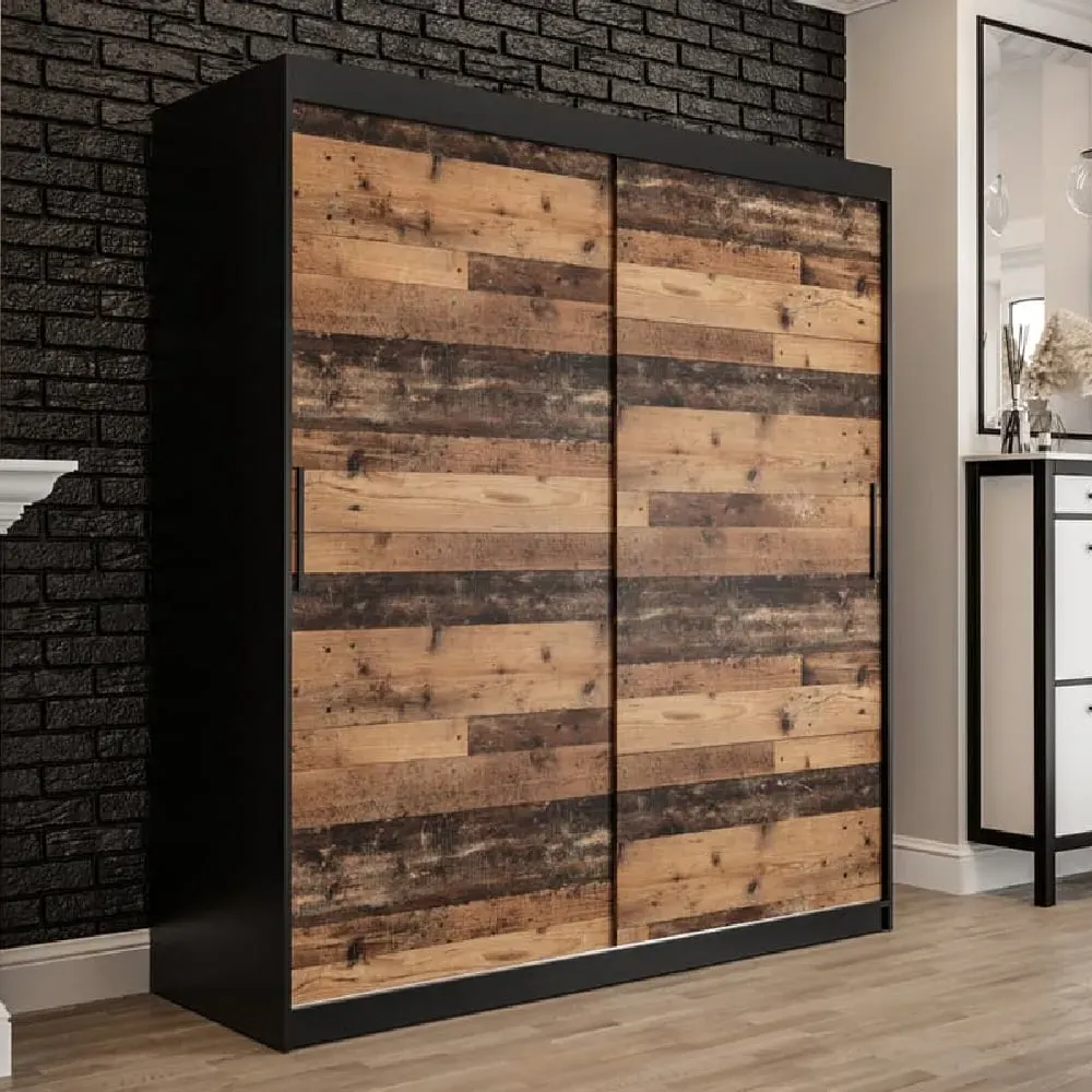 Topeka 180cm Wardrobe with Sliding Doors - Dark Oak