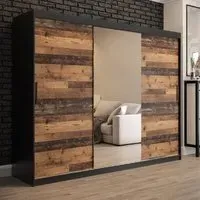 Topeka 2 Mirrored Wardrobe with Sliding Doors - Dark Oak