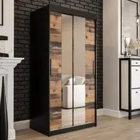 Topeka 2 Mirrored Wardrobe with Sliding Doors - Dark Oak