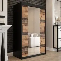 Topeka 2 Mirrored Wardrobe with Sliding Doors - Dark Oak
