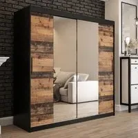 Topeka 2 Mirrored Wardrobe with Sliding Doors - Dark Oak