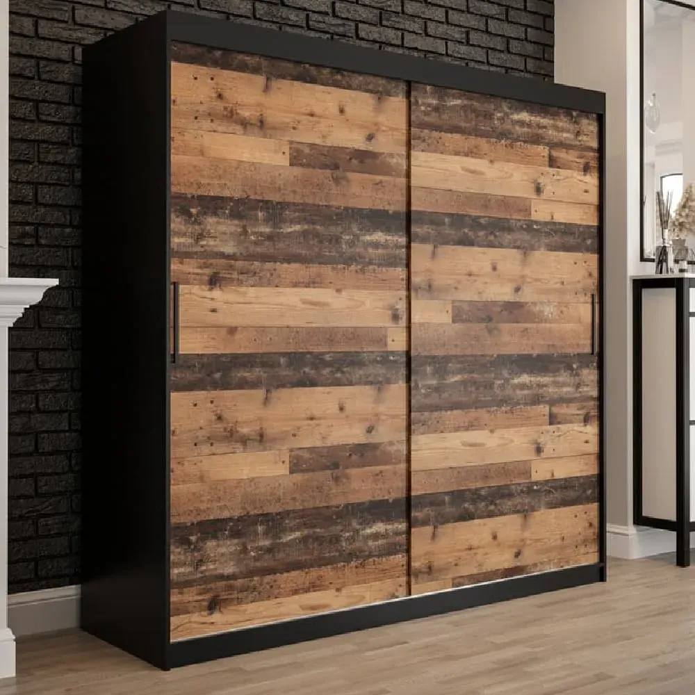 Topeka 200cm Wardrobe with Sliding Doors - Dark Oak