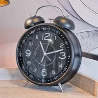 Topeka Alarm Clock with Metal Frame - Black, Plastic