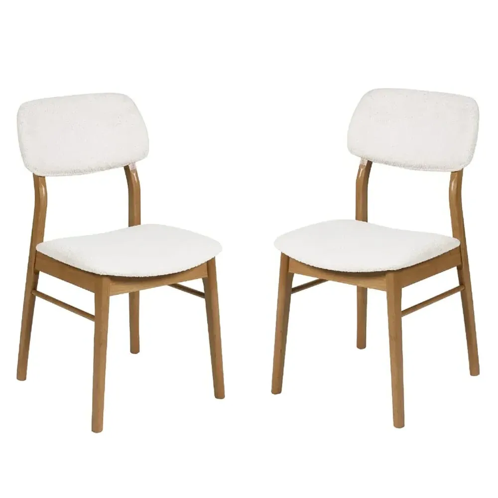 Topeka Oak Dining Chairs with Fabric Seat - White, Oak image