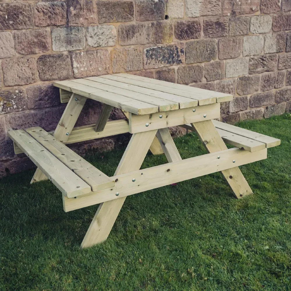 Topeka Small Picnic Dining Set - Natural, FSC Certified Wood product