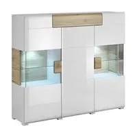 Torino 2-Door Display Cabinet with LED - White, Oak