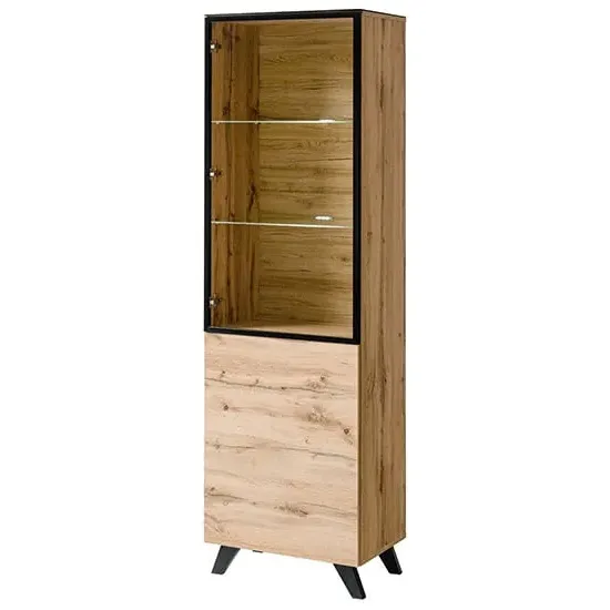 Torino 2-Door Display Cabinet with LED - Wotan Oak image