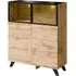 Torino 4-Door Display Cabinet with LED - White, Wotan Oak