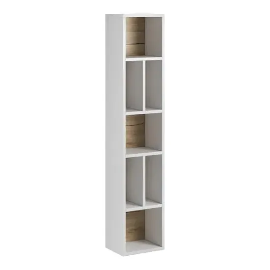 Torino 7 Shelf Bookcase - White, Oak