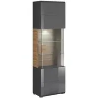 Torino Display Cabinet with LED - Grey, Oak