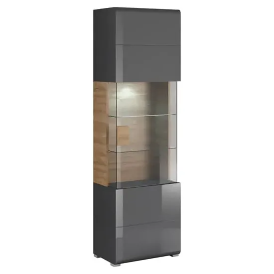 Torino Display Cabinet with LED - Grey, Oak
