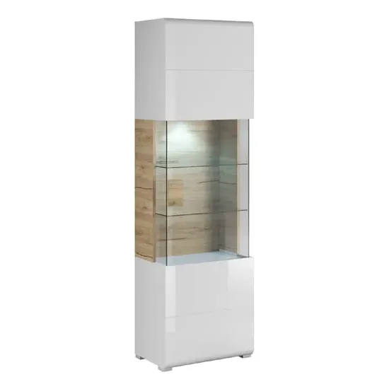 Torino Display Cabinet with LED - White, Oak