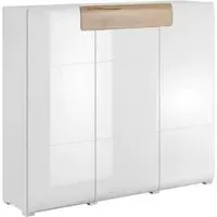 Torino High Gloss 3-Door Sideboard - White, Oak