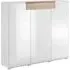 Torino High Gloss 3-Door Sideboard - White, Oak