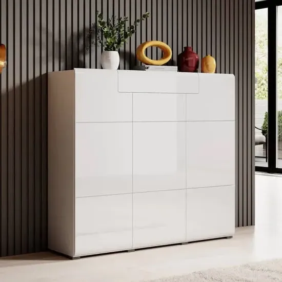Torino High Gloss 3-Door Sideboard - White