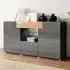 Torino High Gloss 3-Door Sideboard with LED - Grey, Oak