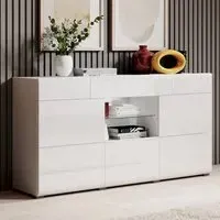 Torino High Gloss 3-Door Sideboard with LED - White