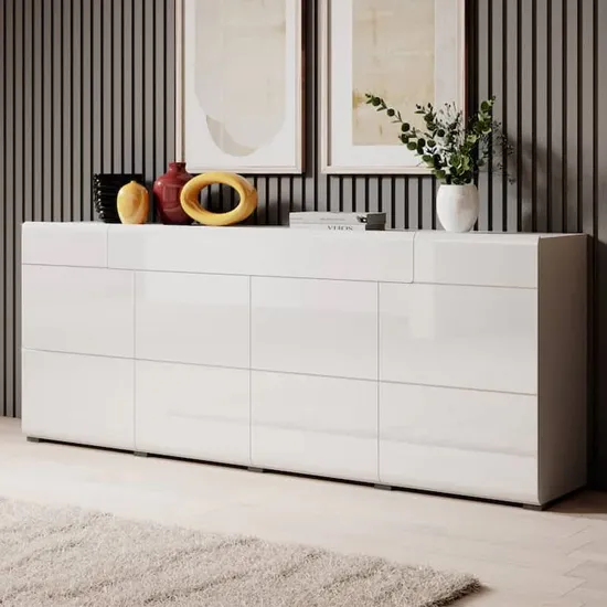 Torino High Gloss 4-Door Sideboard - White