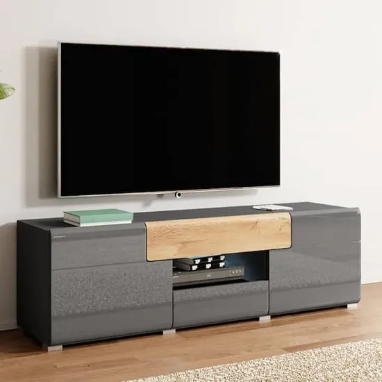 Torino High Gloss TV Stand with LED - Grey, Oak