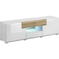 Torino High Gloss TV Stand with LED - White, Oak