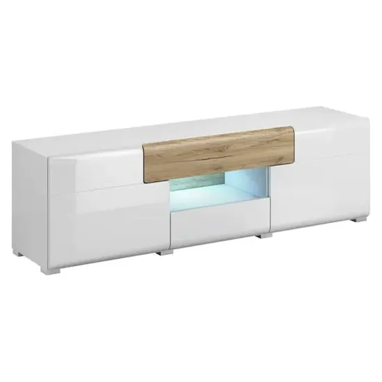Torino High Gloss TV Stand with LED - White, Oak