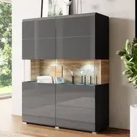 Torino Highboard with LED - Grey, Oak