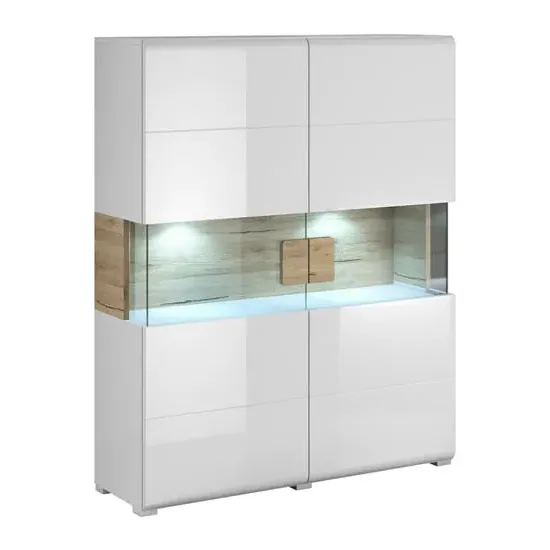 Torino Highboard with LED - White, Oak