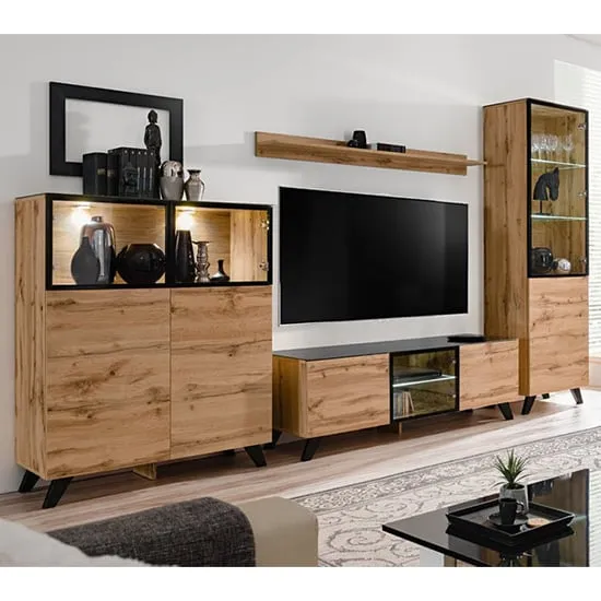Torino Living Room Furniture Set with LED - Wotan Oak
