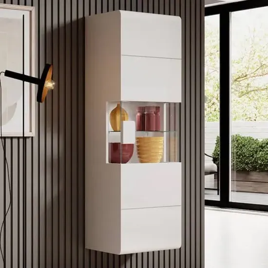 Torino Wall Display Cabinet with LED - White
