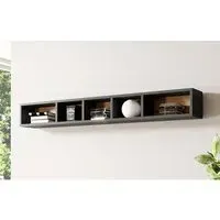 Torino Wall Shelf with 5 Compartments - Grey, San Remo Oak