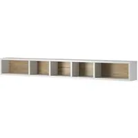 Torino Wall Shelf with 5 Compartments - White, San Remo Oak