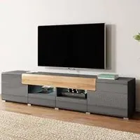 Torino Wide High Gloss TV Stand with LED - Grey, Oak