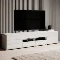 Torino Wide High Gloss TV Stand with LED - White