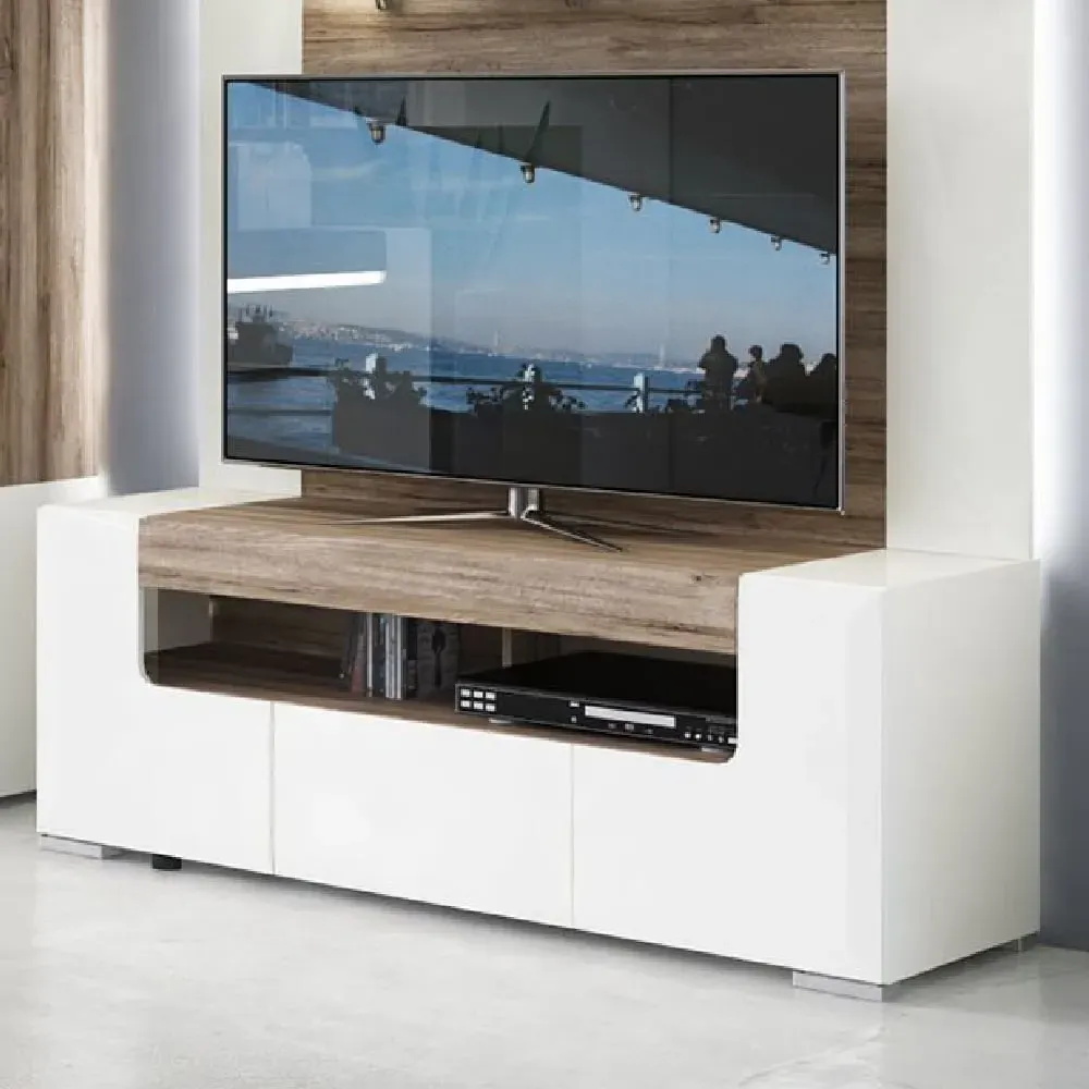Tortola TV Stand with 2 Doors - White, Oak