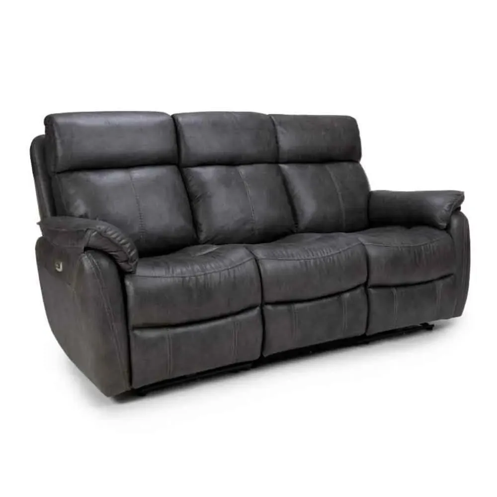 Torvani 3-Seater Reclining Sofa - Dark Grey, Faux Leather product