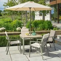 Tosano 4-Seater Dining Set with 2.5m Parasol - Sage Green, Aluminium alternate view