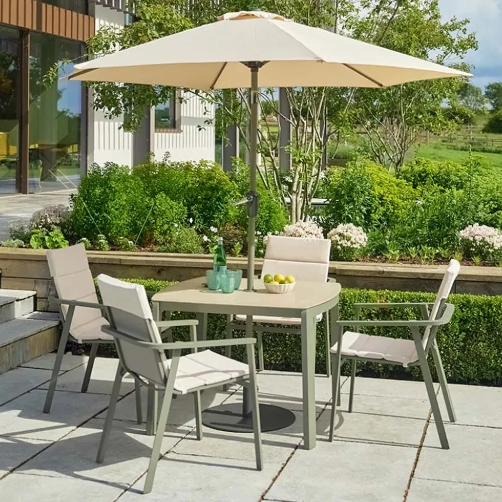 Tosano 4-Seater Dining Set with 2.5m Parasol - Sage Green, Aluminium product