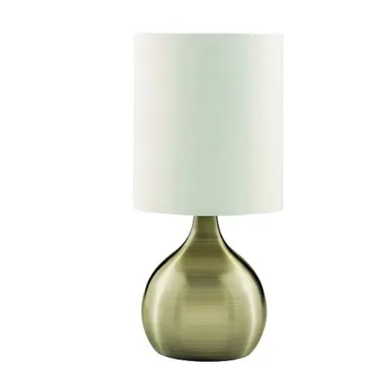 Touch Table Lamp with Fabric Shade - Antique Brass, White image
