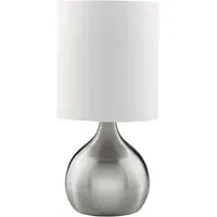 Touch Table Lamp with Fabric Shade - Ivory, Satin Silver