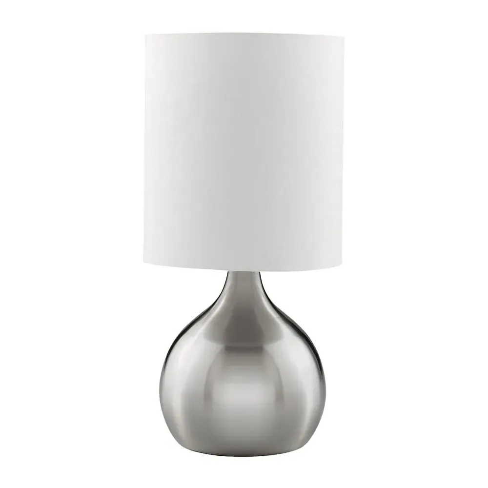 Touch Table Lamp with Fabric Shade - Ivory, Satin Silver