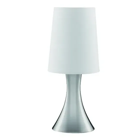 Touch Table Lamp with Fabric Shade - Satin Silver, White