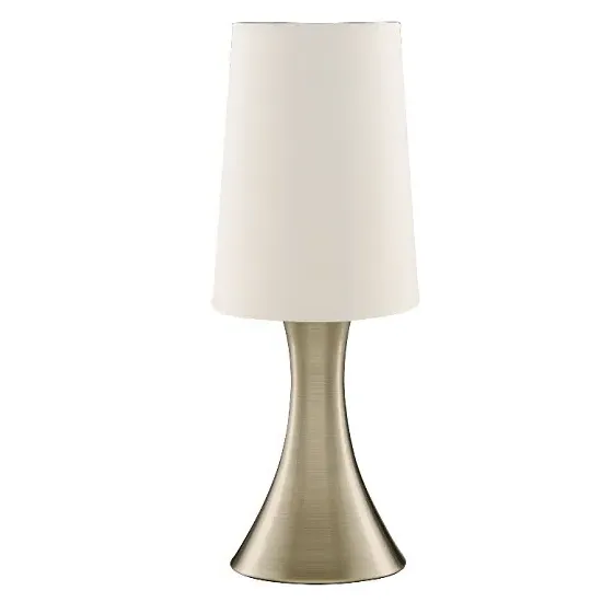 Touch Table Lamp with Long Fabric Shade - Antique Brass, White