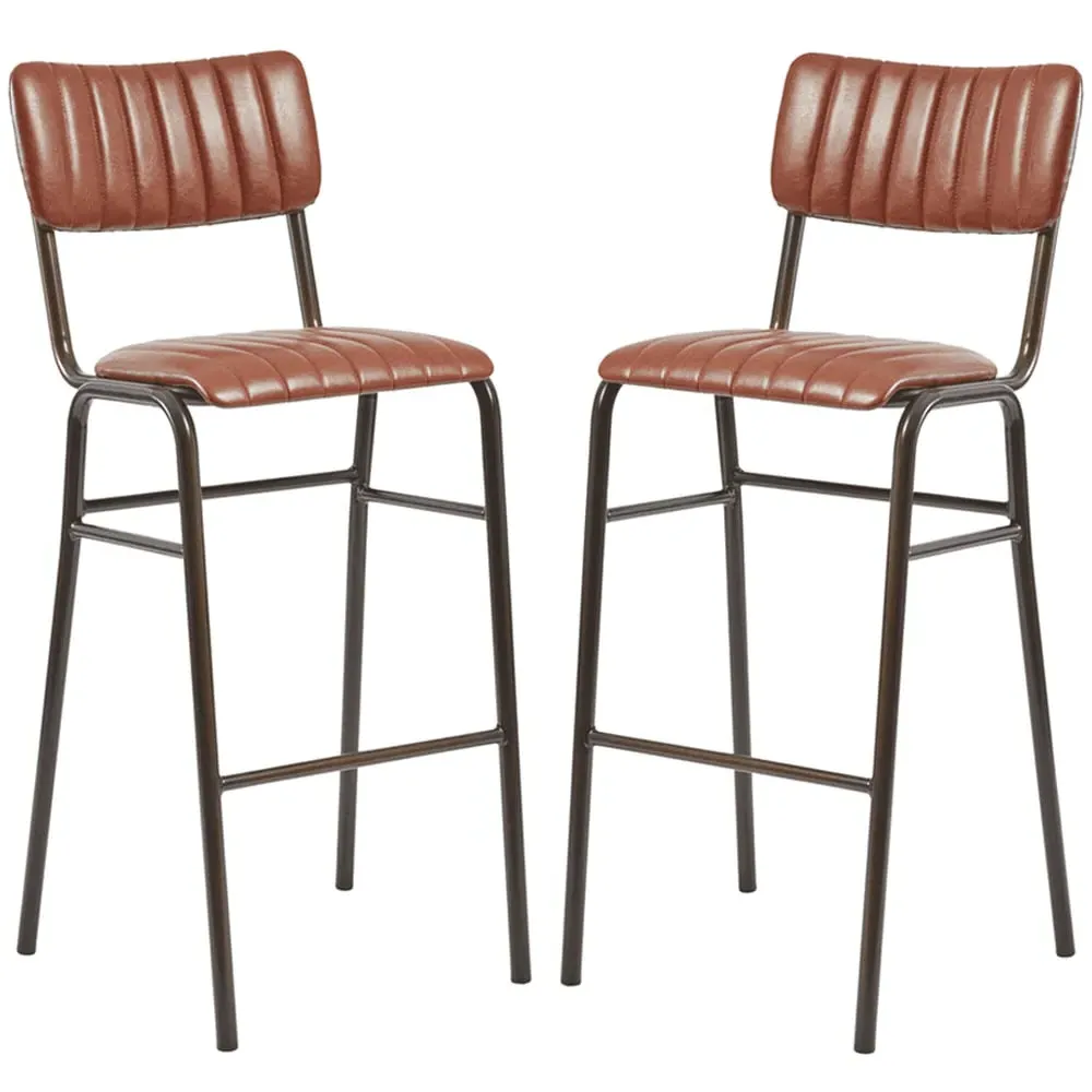 Toulouse Bar Stools Stackable - Tan, Faux Leather