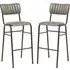 Toulouse Bar Stools with Ribbed Pattern - Grey, Faux Leather