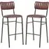 Toulouse Bar Stools with Ribbed Pattern - Red, Faux Leather