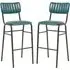 Toulouse Bar Stools with Ribbed Pattern - Teal, Faux Leather
