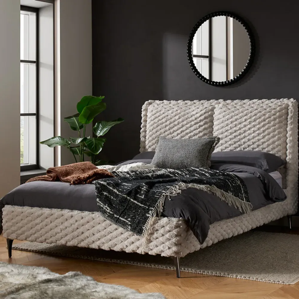 Toulouse Double Bed - White, Fabric